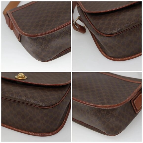 CELINE Macadam Canvas Shoulder Bag PVC Leather Brown Gold Auth - Picture 16 of 16